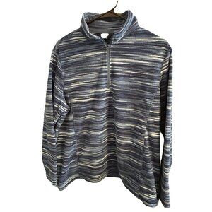 Land’s End Women’s Navy/White Striped Fleece 1/4 Zip Sweatshirt Size XL/P 18